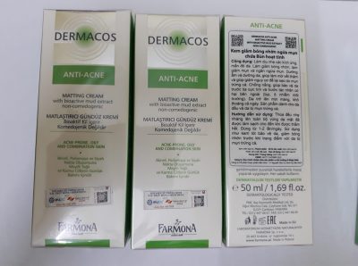 Kem kháng khuẩn ngừa mụn và giảm bóng nhờn DERMACOS ANTI ACNE MATTING CREAM 50ML