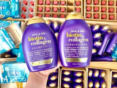 Bộ dầu gội - xả kích thích mọc tóc Biotin & Collagen OGX