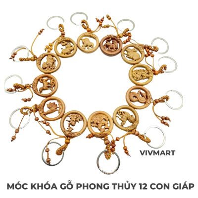 Móc Khóa Gỗ Phong Thủy 12 Con Giáp - 1