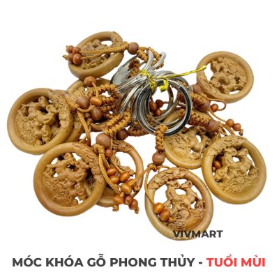 Móc Khóa Gỗ Phong Thủy 12 Con Giáp - Tuổi Mùi -2