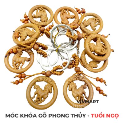 Móc Khóa Gỗ Phong Thủy 12 Con Giáp - Tuổi Ngọ -2