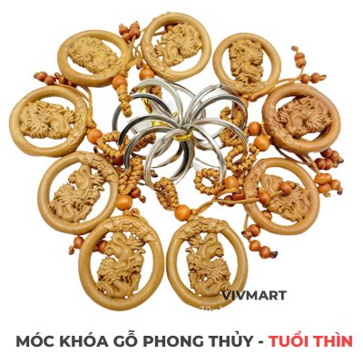 Móc Khóa Gỗ Phong Thủy 12 Con Giáp - Tuổi Thìn -2