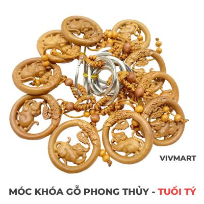 Móc Khóa Gỗ Phong Thủy 12 Con Giáp - Tuổi Tý -1