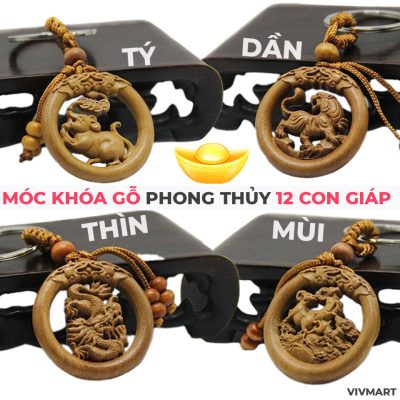 Móc khóa gỗ phong thủy 12 con giáp-1